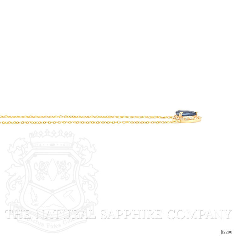 0.52 Ct. Blue Sapphire and Natural Diamond Pave Necklace, 14K Yellow Gold
