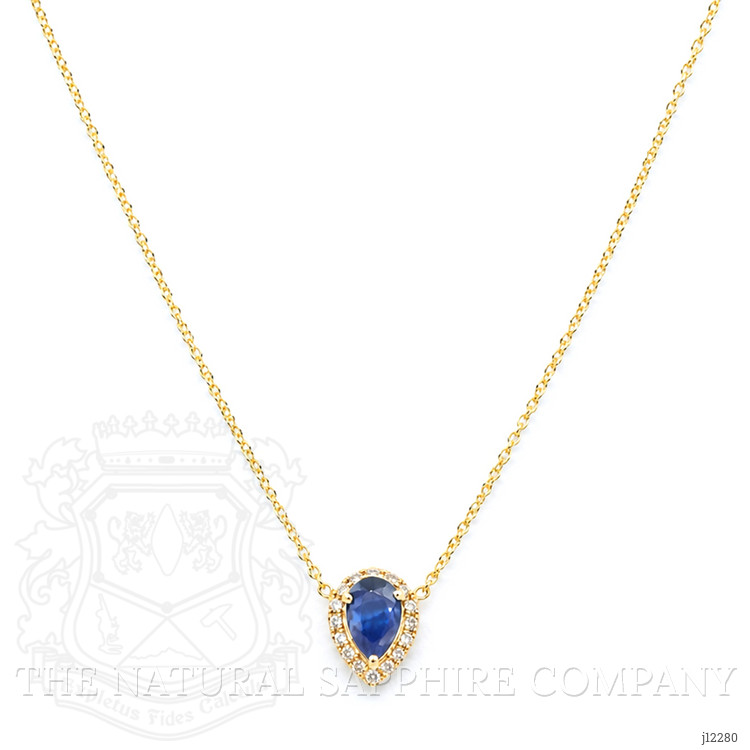 0.52 Ct. Blue Sapphire and Natural Diamond Pave Necklace, 14K Yellow Gold