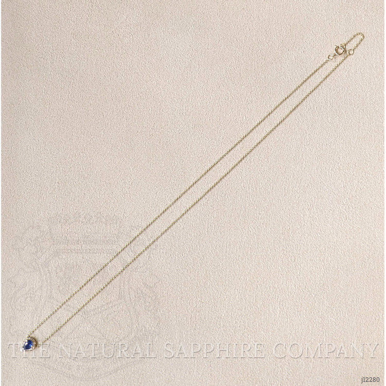 0.52 Ct. Blue Sapphire and Natural Diamond Pave Necklace, 14K Yellow Gold
