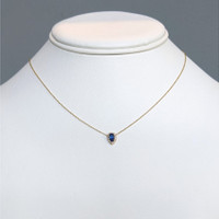 0.52 Ct. Blue Sapphire and Natural Diamond Pave Necklace, 14K Yellow Gold Life Style