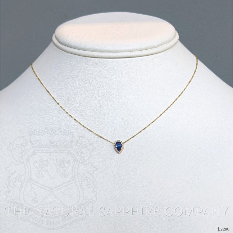 0.52 Ct. Blue Sapphire and Natural Diamond Pave Necklace, 14K Yellow Gold