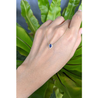 0.52 Ct. Blue Sapphire and Natural Diamond Pave Necklace, 14K Yellow Gold Life Style