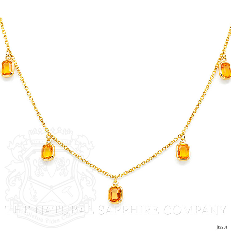 4.65 Ct. Yellow Sapphire Bezel Necklace, 18K Yellow Gold