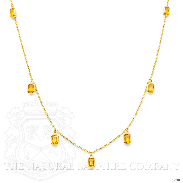 4.65 Ct. Yellow Sapphire Bezel Necklace, 18K Yellow Gold