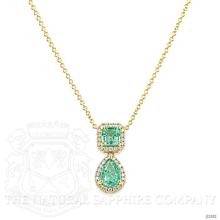 1.03 Ct.Tw. Emerald and Natural Diamond Pave Necklace, 14K Yellow Gold