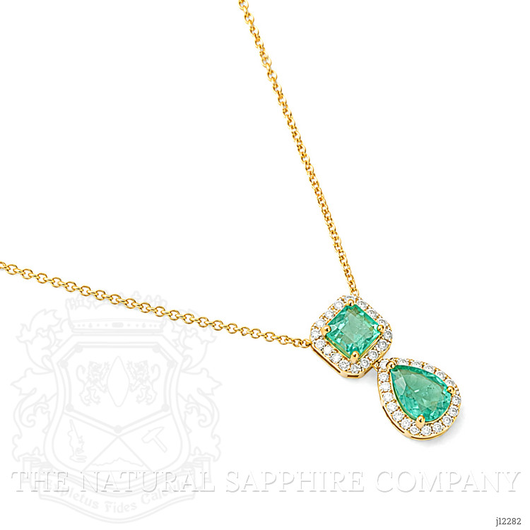 1.03 Ct.Tw. Emerald and Natural Diamond Pave Necklace, 14K Yellow Gold