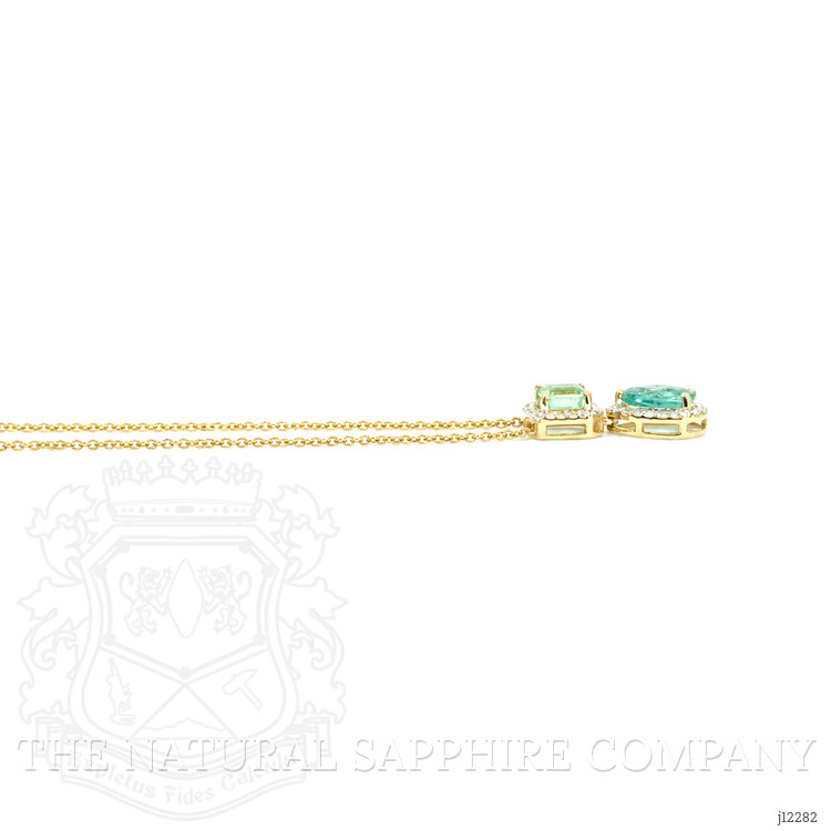 1.03 Ct.Tw. Emerald and Natural Diamond Pave Necklace, 14K Yellow Gold