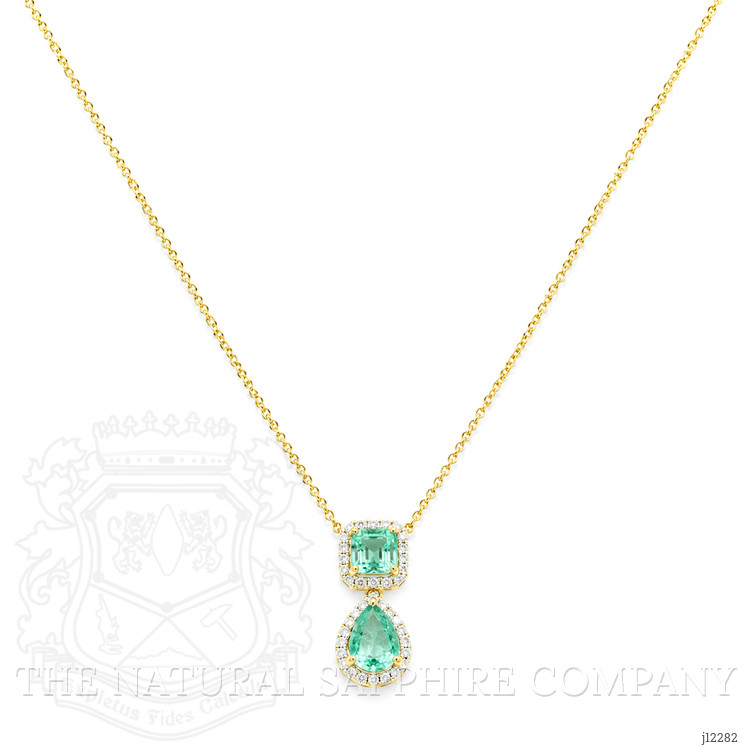 1.03 Ct.Tw. Emerald and Natural Diamond Pave Necklace, 14K Yellow Gold