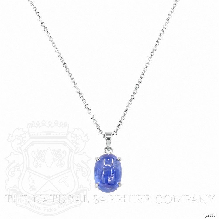 3.23 Ct. Blue Sapphire Solitaire Pendant, 14K White Gold