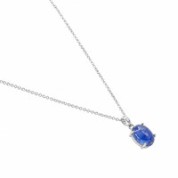 3.23 Ct. Blue Sapphire Solitaire Pendant, 14K White Gold Image