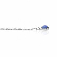 3.23 Ct. Blue Sapphire Solitaire Pendant, 14K White Gold Image