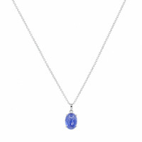 3.23 Ct. Blue Sapphire Solitaire Pendant, 14K White Gold Image