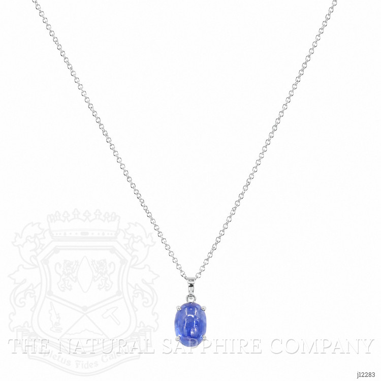 3.23 Ct. Blue Sapphire Solitaire Pendant, 14K White Gold