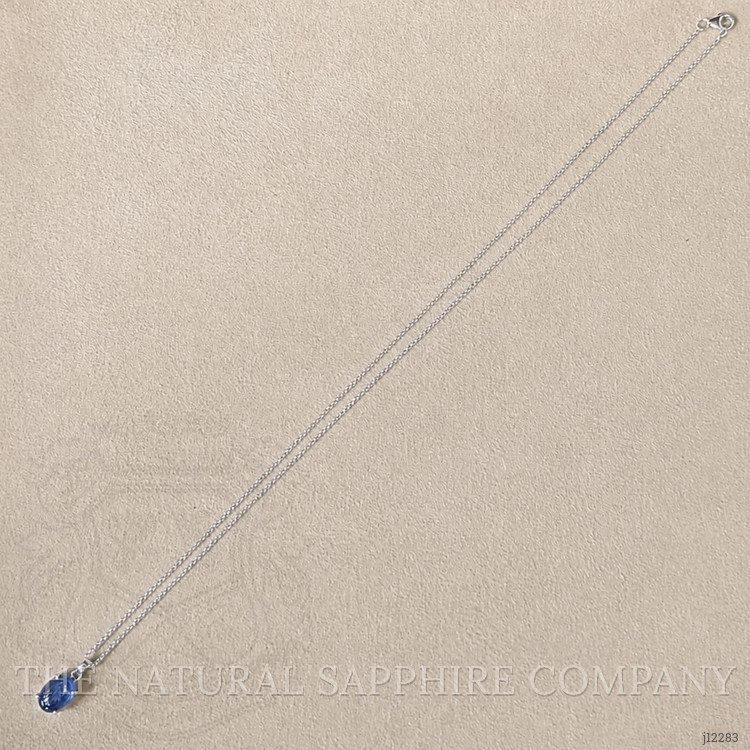 3.23 Ct. Blue Sapphire Solitaire Pendant, 14K White Gold