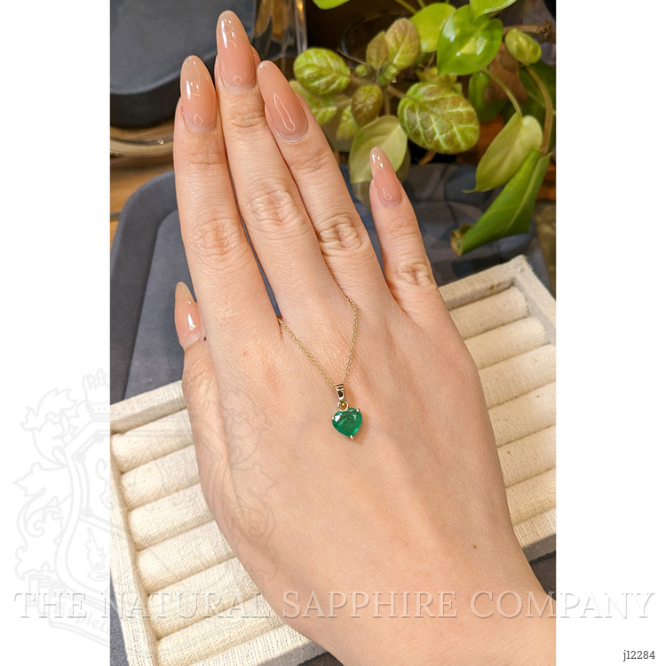 1.45 Ct. Emerald Solitaire Pendant, 14K Yellow Gold