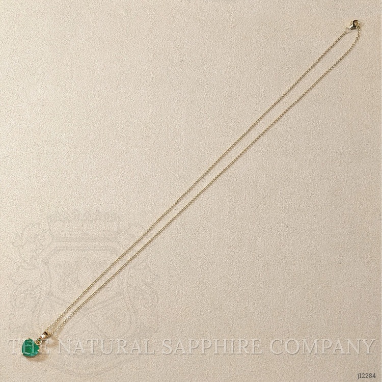 1.45 Ct. Emerald Solitaire Pendant, 14K Yellow Gold