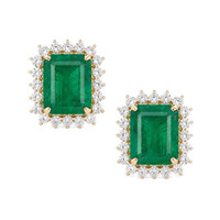15.60 Ct.Tw. Emerald 14K Yellow Gold earring