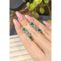 1.66&nbsp;Ct.Tw.Total Carat Weight Emerald and Natural Diamond Pave Earrings, 14K White Gold Life Style