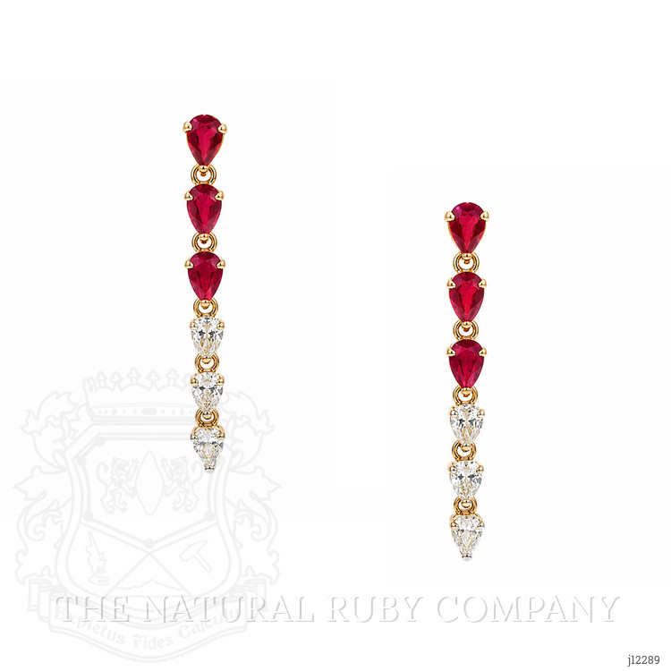 1.32 Ct.Tw. Ruby and Natural Diamond Drops Earrings, 14K Yellow Gold