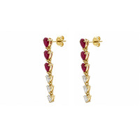 1.32&nbsp;Ct.Tw.Total Carat Weight Ruby and Natural Diamond Drops Earrings, 14K Yellow Gold Image