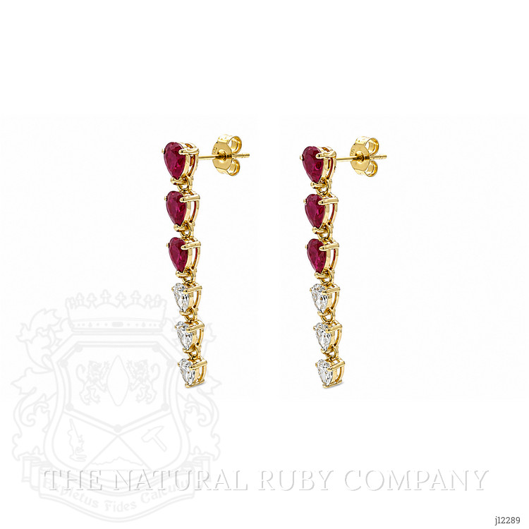 1.32 Ct.Tw. Ruby and Natural Diamond Drops Earrings, 14K Yellow Gold
