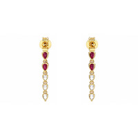 1.32&nbsp;Ct.Tw.Total Carat Weight Ruby and Natural Diamond Drops Earrings, 14K Yellow Gold Image