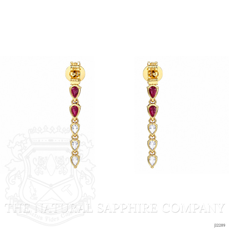 1.32 Ct.Tw. Ruby and Natural Diamond Drops Earrings, 14K Yellow Gold