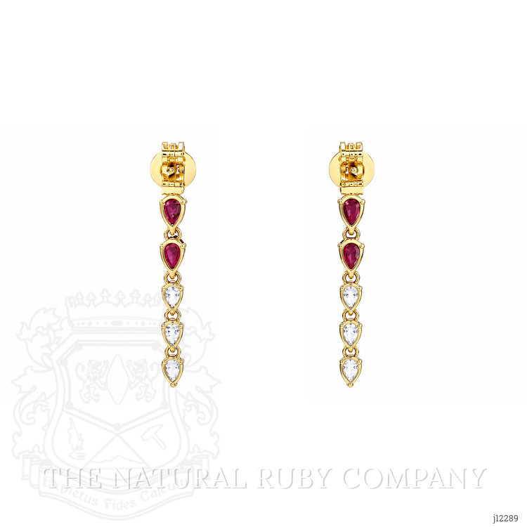 1.32 Ct.Tw. Ruby and Natural Diamond Drops Earrings, 14K Yellow Gold