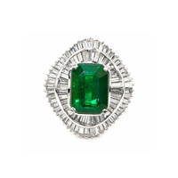 3.43 Ct. Emerald and Natural Diamond Accent Stones Ring, Platinum 950 Video