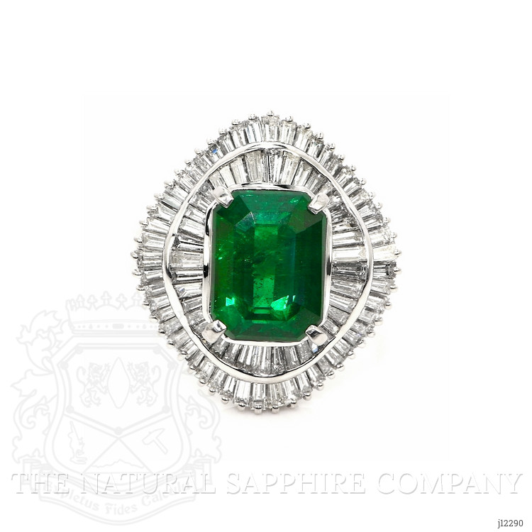 3.43 Ct. Emerald and Natural Diamond Accent Stones Ring, Platinum 950