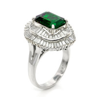 3.43 Ct. Emerald and Natural Diamond Accent Stones Ring, Platinum 950 Image
