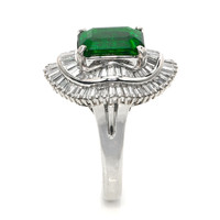 3.43 Ct. Emerald and Natural Diamond Accent Stones Ring, Platinum 950 Image