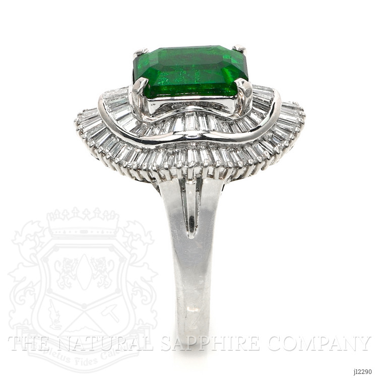 3.43 Ct. Emerald and Natural Diamond Accent Stones Ring, Platinum 950