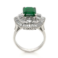 3.43 Ct. Emerald and Natural Diamond Accent Stones Ring, Platinum 950 Image