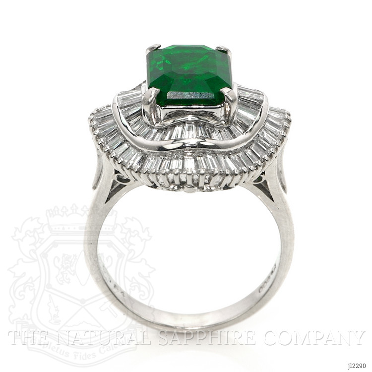 3.43 Ct. Emerald and Natural Diamond Accent Stones Ring, Platinum 950