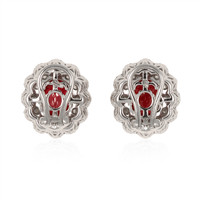 4.52&nbsp;Ct.Tw.Total Carat Weight Ruby and Natural Diamond Pave Earrings, 18K White Gold Image