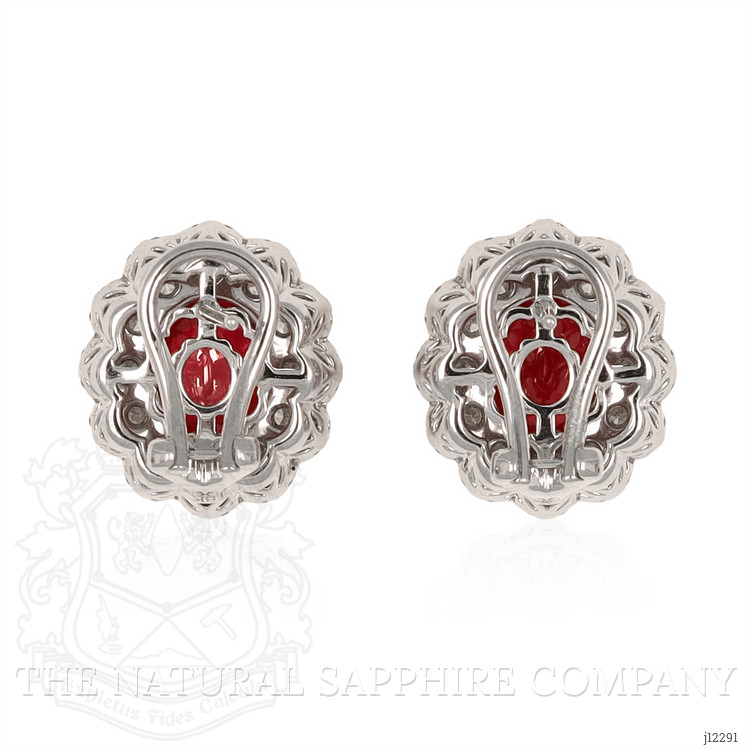 4.52 Ct.Tw. Ruby and Natural Diamond Pave Earrings, 18K White Gold
