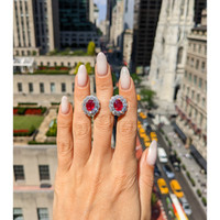 4.52&nbsp;Ct.Tw.Total Carat Weight Ruby and Natural Diamond Pave Earrings, 18K White Gold Life Style