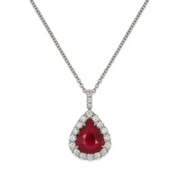 2.32 Ct. Ruby and Natural Diamond Pave Pendant, 18K White Gold Video