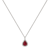2.32 Ct. Ruby and Natural Diamond Pave Pendant, 18K White Gold Image