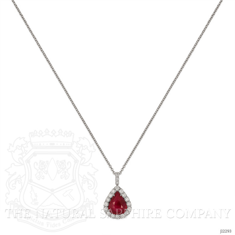 2.32 Ct. Ruby and Natural Diamond Pave Pendant, 18K White Gold