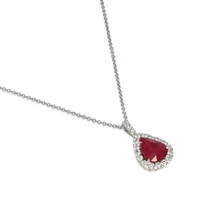 2.32 Ct. Ruby and Natural Diamond Pave Pendant, 18K White Gold Image