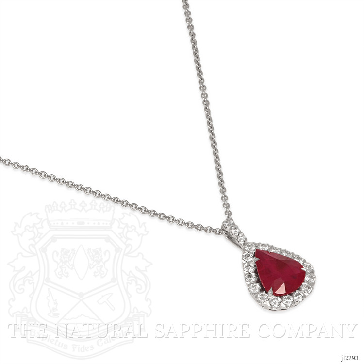 2.32 Ct. Ruby and Natural Diamond Pave Pendant, 18K White Gold