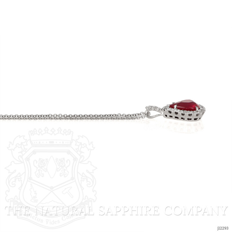 2.32 Ct. Ruby and Natural Diamond Pave Pendant, 18K White Gold