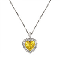 5.57 Ct. Yellow Sapphire and Natural Diamond Pave Pendant, 18K White & Yellow Video