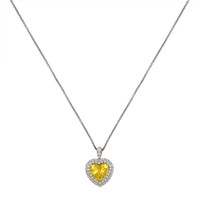 5.57 Ct. Yellow Sapphire and Natural Diamond Pave Pendant, 18K White & Yellow Image