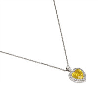 5.57 Ct. Yellow Sapphire and Natural Diamond Pave Pendant, 18K White & Yellow Image