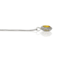 5.57 Ct. Yellow Sapphire and Natural Diamond Pave Pendant, 18K White & Yellow Image