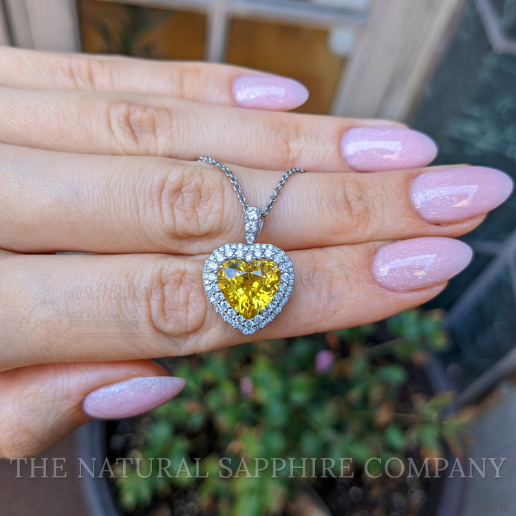 5.57 Ct. Yellow Sapphire and Natural Diamond Pave Pendant, 18K White & Yellow