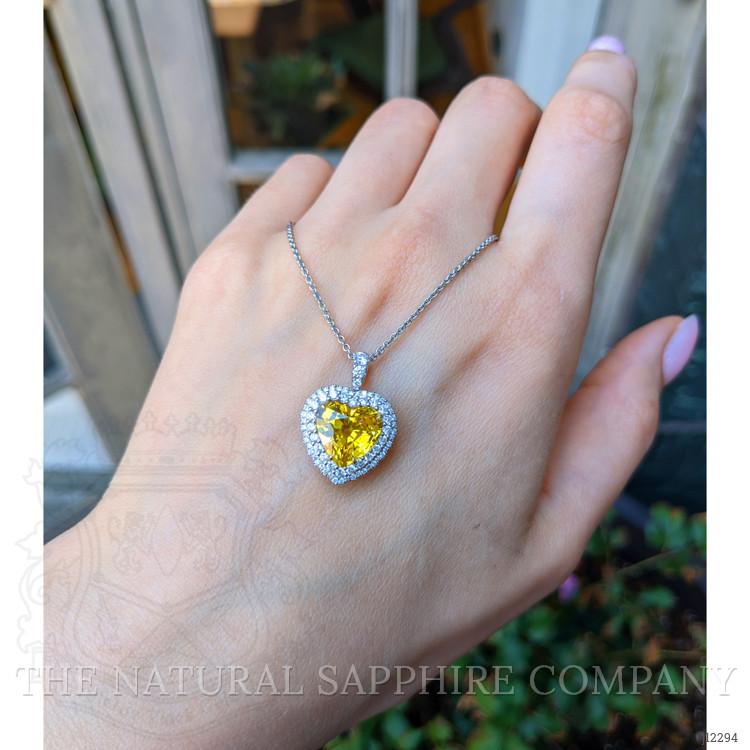 5.57 Ct. Yellow Sapphire and Natural Diamond Pave Pendant, 18K White & Yellow